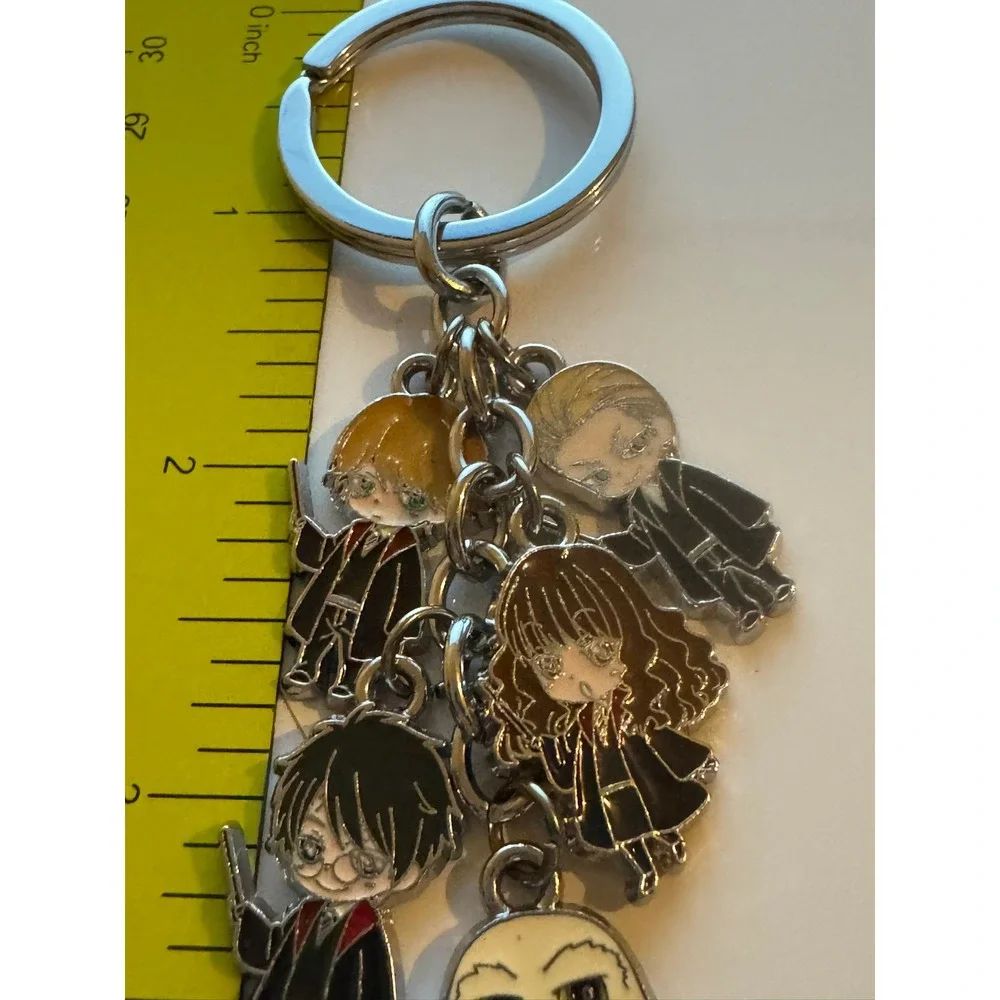 Harry Potter Chibi Enamel Charm Keychain Harry Hermione Ron Draco Hedwig Silver